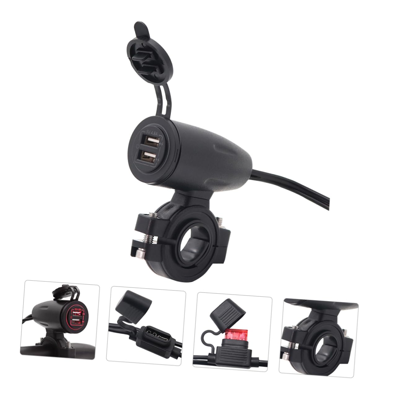 KOMBIUDA Caricabatterie Usb Per Caricatore Auto Dual Port 1.2m Cavo 12v-24v Adattatore Di Ricarica Compatibile Smartphone Elettronica