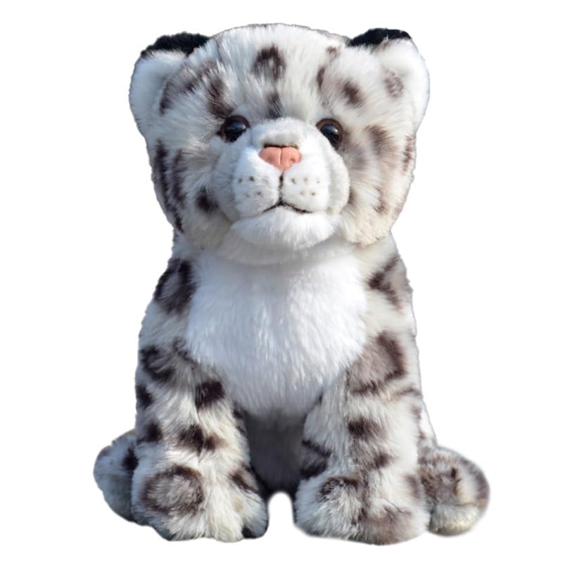 Peluche léopard des neiges réaliste assise et douce pour enfant