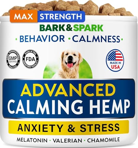 BARK&SPARK Advanced Calming Chews for Dogs - Hemp Chew + Melatonin - Anxiety Relief - Sleep Aid - Relaxing Treats - Stress Relief During Fireworks, Storms, Thunder, Barking