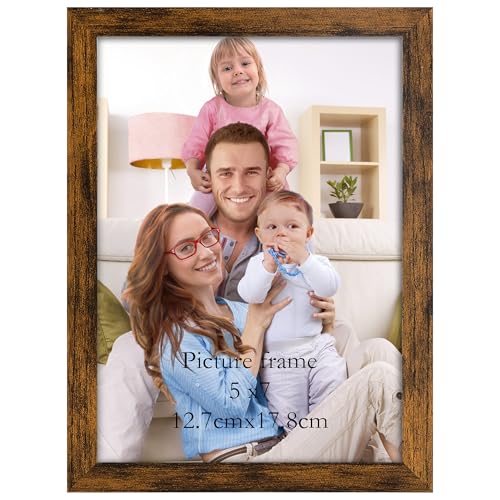 Giftgarden Braun Bilderrahmen 13x18 cm - Rustikaler Kunststoff Fotorahmen...