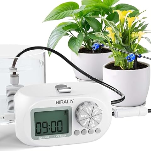 HIRALIY Automatic Plant Waterer Indoor with Pressure Compensating Drippers, Automatic Potted Plant Watering USB and Battery Powered, Ideal Vacation Watering System (Not Included Water Container) Cover