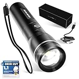 Adler Focus Taschenlampe | LED wiederaufladbar 1000 Lumen | Fokussierbare Strahlreichweite von 600 Metern | 22 Stunden Leuchtdauer | Für Camping, Wandern [Energieklasse A]