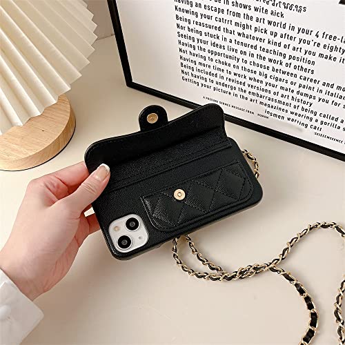 Longe collier chaîne pour coque iPhone 14 en cuir géométrique chic - 5