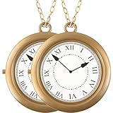 Yeetec 2 Pieces Clock Necklace White Rabbit Clock Jumbo Flavor Hip Hop Rapper Clock Necklaces for Halloween White Rabbit Costume Accessories Party Supplies