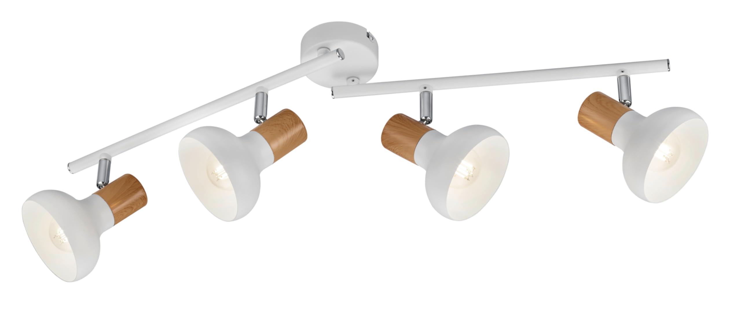 Rl Live Your Light Matte White Reality Leuchten Latika Beam R81524031, Metal Matt White, Synthetic Wood, Excl. 4X E14