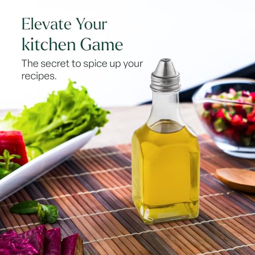 WINSOME Glass Vinegar Dispenser Bottle | 170ml Refillable Vinegar Bottle with Screw Top Lid | Compact Square Vinegar Condiment Pot for Oils and Sauces - Image 5