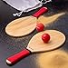Navaris Beach Paddle Ball Set - Wood Paddles and Ball Set - Wooden Beach Rackets for Beach Tennis Paddleball - Includes 2 Different Weight Balls - Red