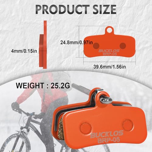 Image of BUCKLOS Bike Disc Brake Pads 4 Piston Pads for Shimano D02S D03S Saint | BRP-05 bicycle disk brake pads, fit mountain road bike,ebike,scooter, Shimano Saint Deore Tektro TRP