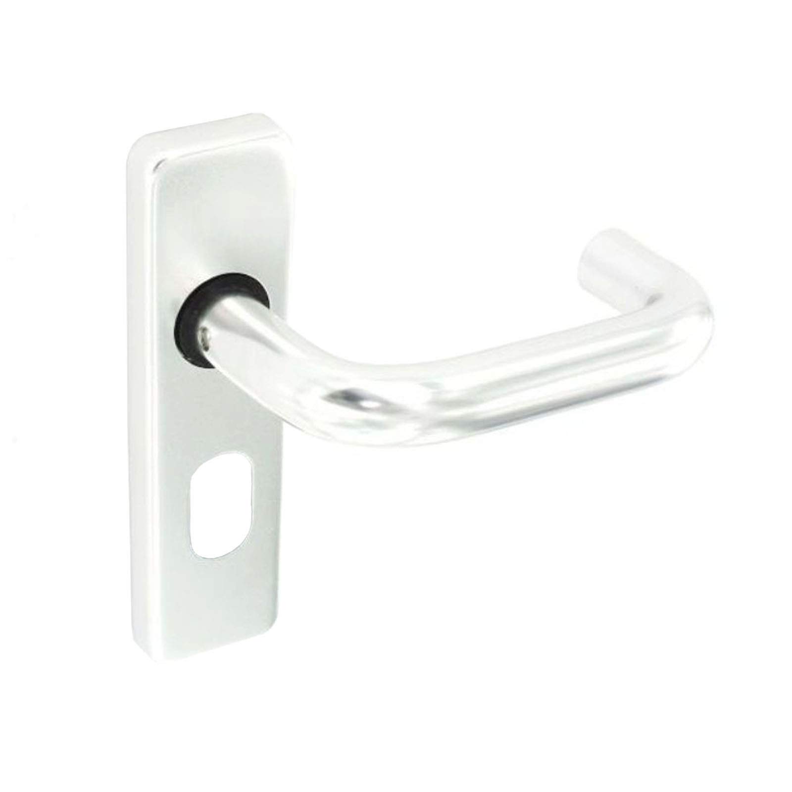 Polished Aluminium Door Handles on Backplate for Latch, Lock and Bathroom Doors (Oval)