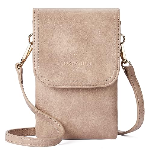 Image of BOSTANTEN Vegan Leather Small Crossbody Bags for Women Designer Cell Phone Bag Wallet Purses Adjustable Strap, A-08-pale Brown, Small, Cross Body Bag Women