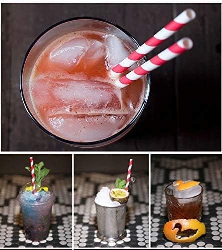 Miniatura 7 de Pajitas de papel a rayas rojas y blancas para beber en verano, 7.75 pulgadas, rayas rojas brillantes, 100 (rayas blancas y rojas)