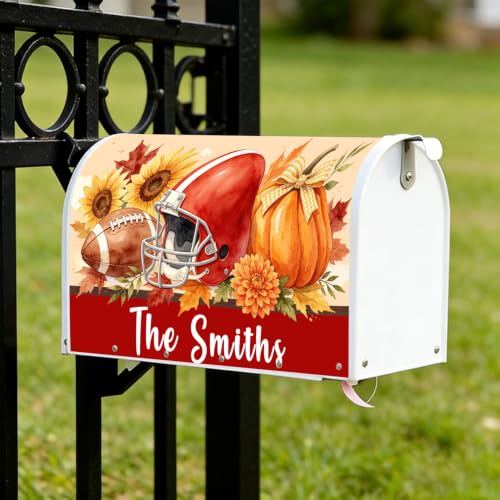 Personalized Football Hat Mailbox Covers Magnetic Standard Size Custom with Street Number Mail Box Covers for Outdoor Post Letter Box Wraps for Home Garden Yard Decor 18 x 22 Inch - Image 2