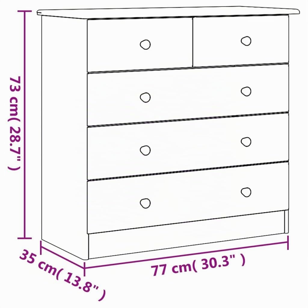 vidaXL Cómoda Alta Madera Maciza Pino 77x35x73 cm