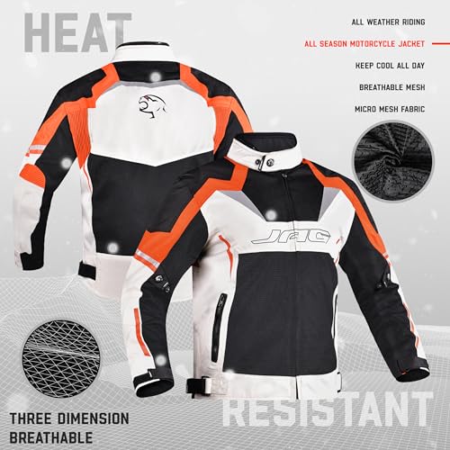 Image of J.A.G. JAG Mesh Motorcycle Jacket-Biker Jacket-CE Armored Motorbike Jacket Men-High Visibility Breathable Riding Jacket