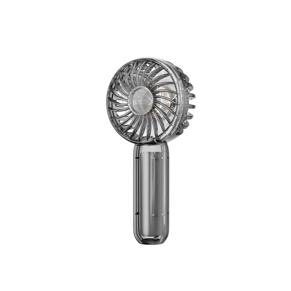 ARCTICOOL Portable Fan Transparent Crystal 3-Speed Portable Fan Rechargeable 2000mAh with Strong Airflow, Trendy See-Through Design mini fan, Hand Fan for Office/Market/Travel (Transparent Black) discount deal