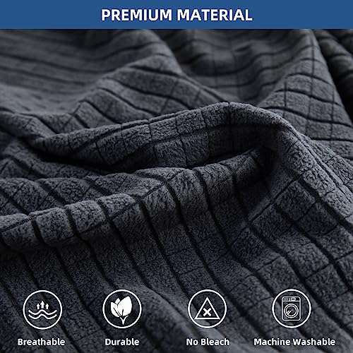 Eismodra Sofabezug L Form,Sofa Überzug 3 Sitzer,Stretch Sitzkissenbezug,Couch Überwurfdecke Sofaschoner Sofaüberwurf,Elastischer Bezug Cover für L-Form,Dunkelgrau,Chaiselongue(1 Stück)