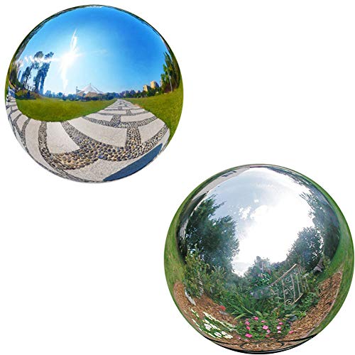 FixWhat 12 in Gazing Ball,Silver Stainless Steel Mirror Globe,Polished Reflective Smooth Garden Sphere,for Garden Home Decoration with Colorful Shiny Addition - Thumbnail 2