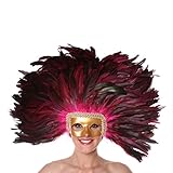 Zucker Feather Mask/Headdress with Coque Feathers, Shocking Pink