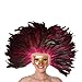 Large Carnival Costume Feather Headdress - Pink Halloween Mask Cosplay Party Hair Accessory