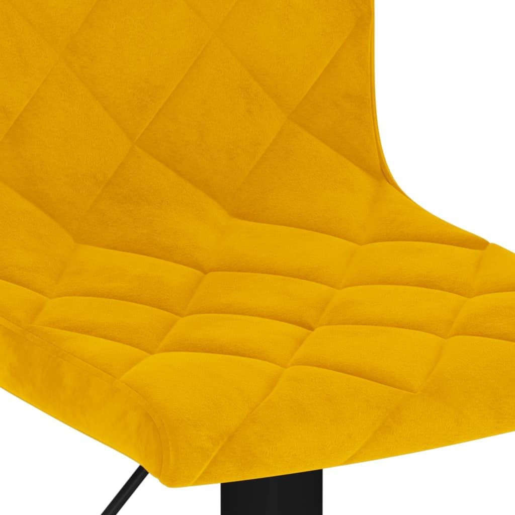 Juego de 2 taburetes de bar de terciopelo amarillo mostaza, altura regulable, 90-111 cm, con respaldo, taburete giratorio 360°, estructura de acero negro y reposapiés para mostrador de cocina