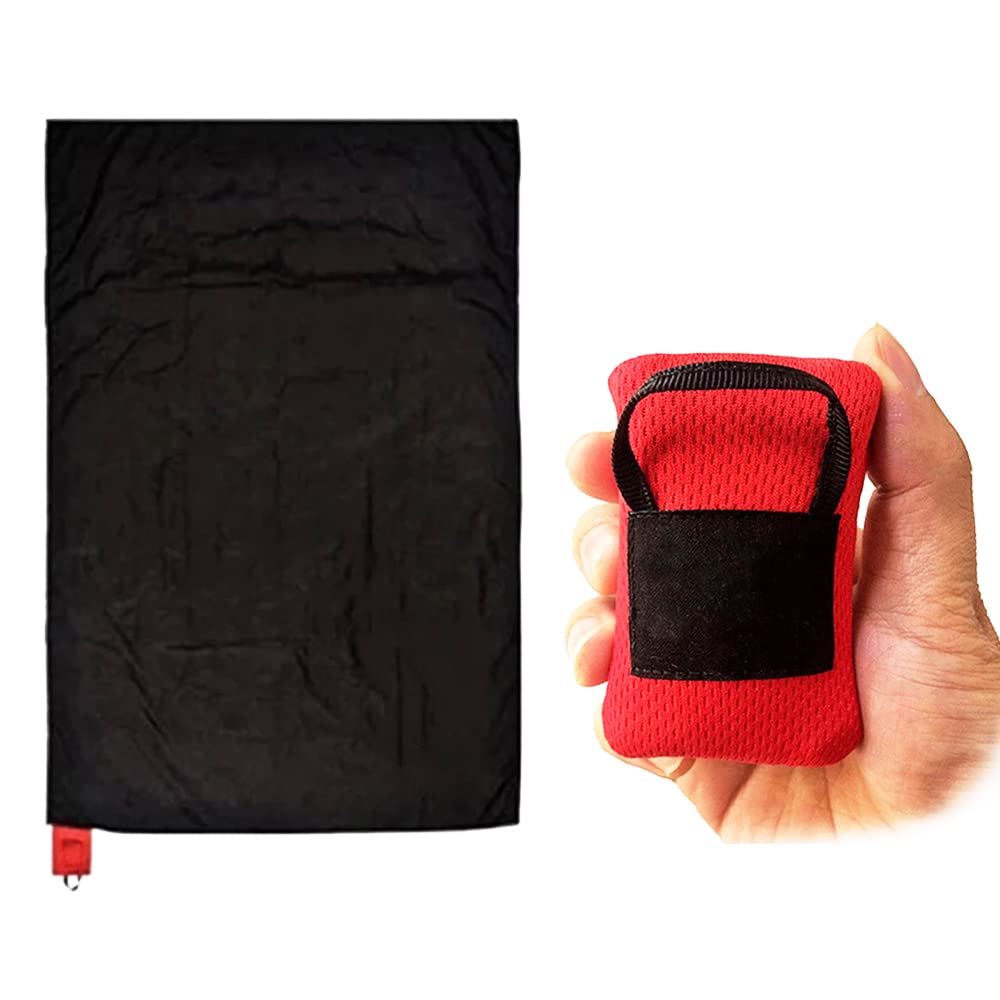 Pocket Picnic Blanket, Sandproof Waterproof Lightweight Pocket Camping Tarp, 27?x43? Foldable &Easily Fits into Small Bag, Washable Quick Dry Compact Beach Mat for Outdoors Recreation-Red, Blue