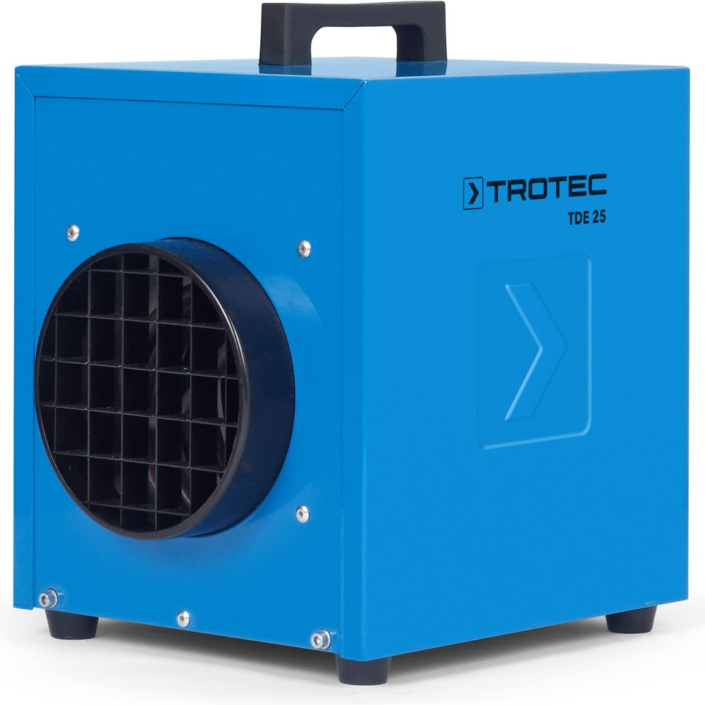 TROTEC Grzejnik elektryczny TDE 25, grzejnik budowlany, ogrzewanie 3 kW, termowentylator ochrona przed przegrzaniem, wytrzymała konstrukcja