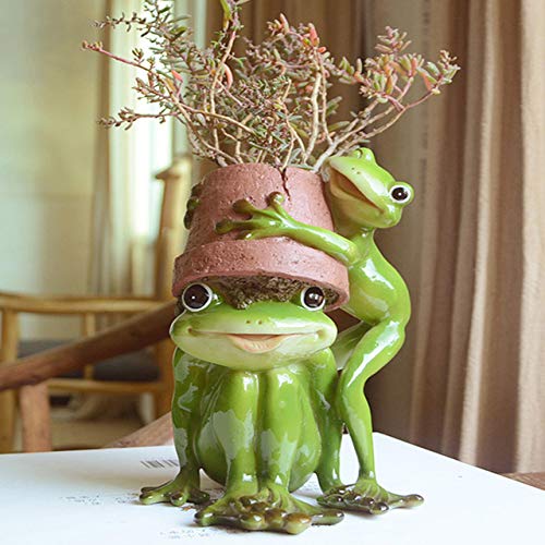BRTTHYE Frog Home Decoration Miniature Fairy Garden Resins Animal Frog Outdoor Decoration Clay Flowerpots Decoration 12 * 12 * 19cm