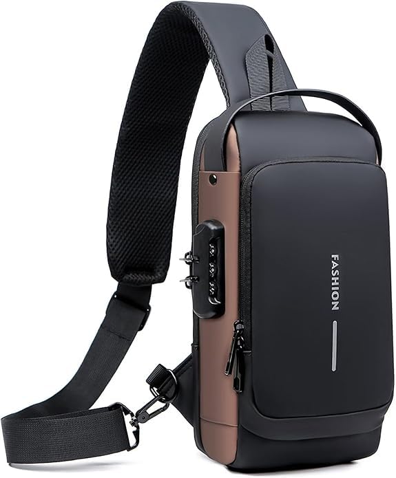 Anti-Theft Waterproof Crossbody Sling Bag with Password Lock for Tourist Travel | Multi Pocket & Compartment External USB Charging Port Hidden Security Pockets and Adjustable Reversible Shoulder Strap-image-12