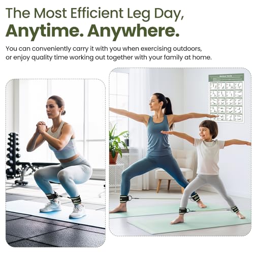 Image of VITEVER Ankle Resistance Bands with Cuffs for Women, Leg Glute and Booty Workout Equipment for Home Gym, Pilates Equipment, Ankle Weights with Green Resistance Bands for Kickbacks Hip Fitness Training