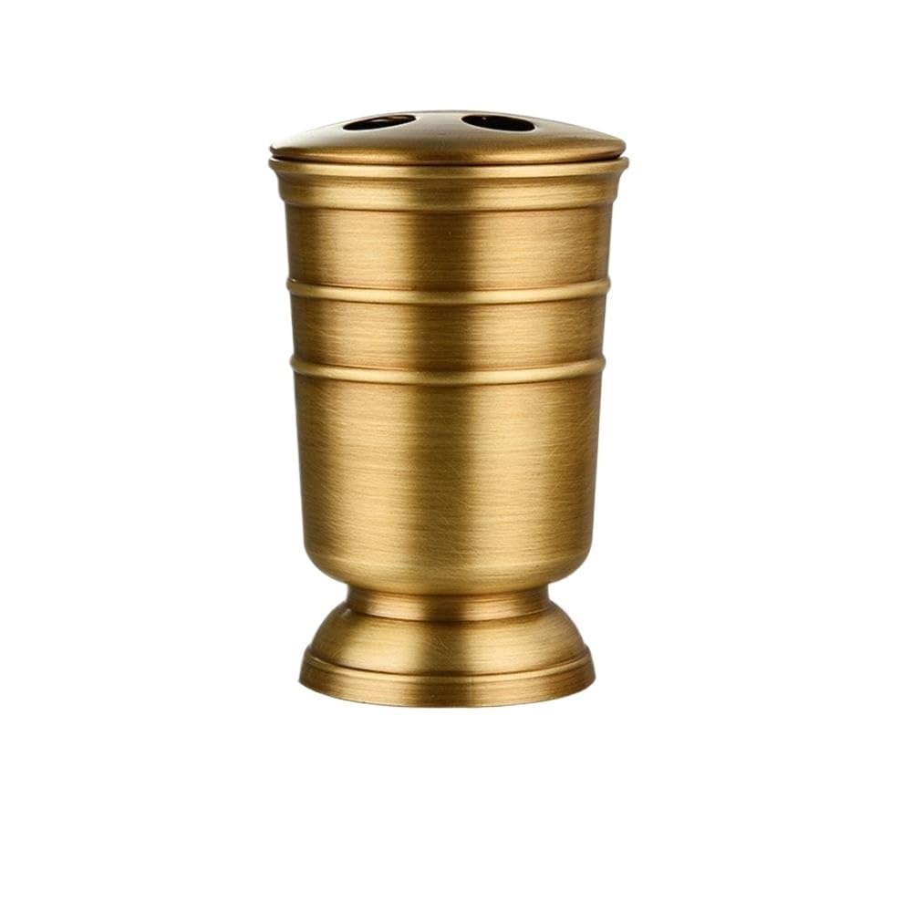 Antique Brass Bathroom Supplies Lotion Bottle Toothbrush Cup Holder Soap Dish Soap Dispenser 5pcs Set Bathroom Accessories (Color : Toothbrush holder)