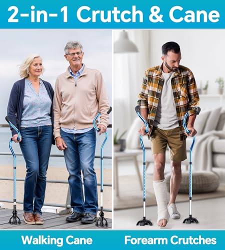 Lightweight Adjustable Forearm Crutches for Adults, Extra Support & Stability Walking Cane, Best Seller for Seniors in B