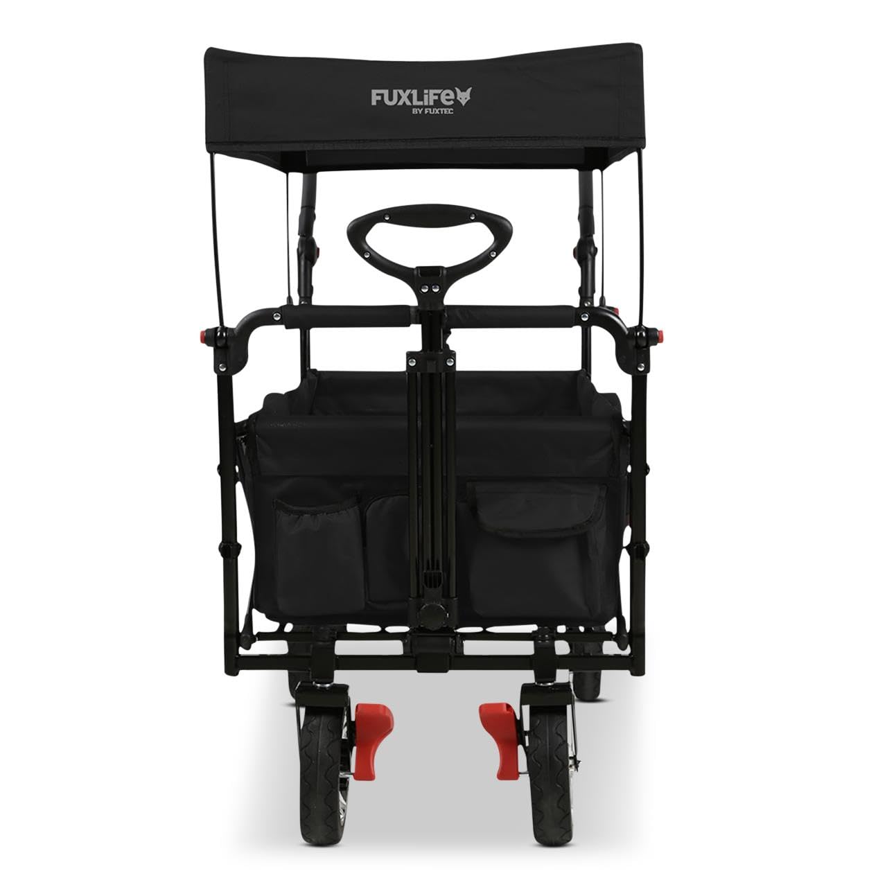 Bollerwagen FX-CT800 Komfort faltbar - Schwarz • Kinder Transportwagen mit Sonnendach • gepolsterte Innenraumverlängerung • robuste Räder • kompakt klappbarer Handwagen