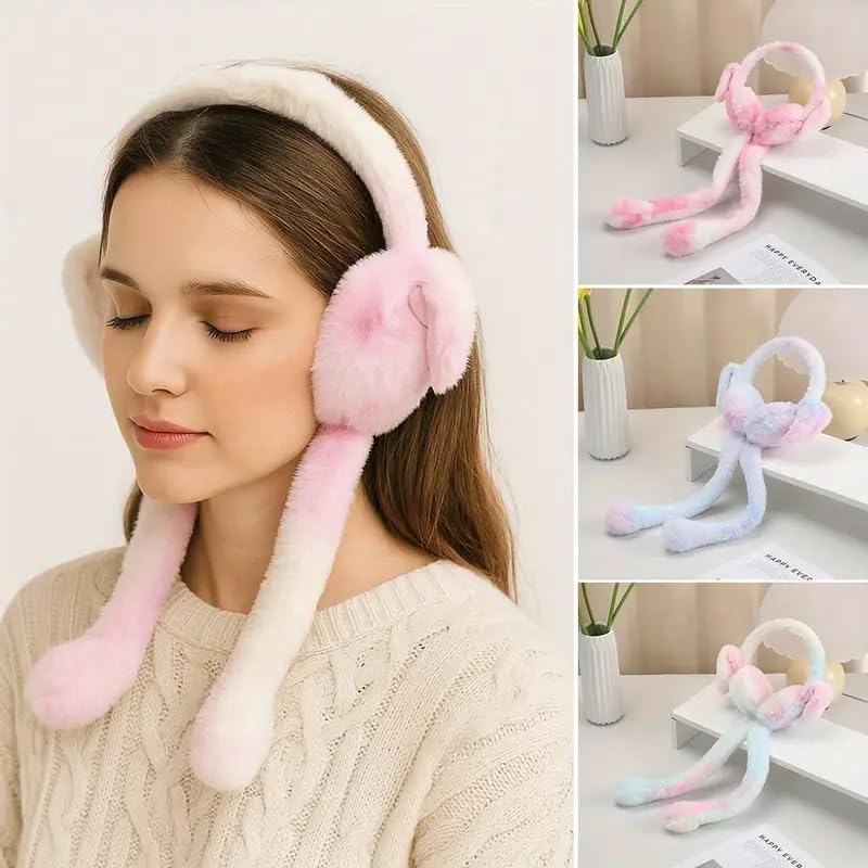 NIVKEZ Winter Earmuffs for Kids || Soft Plush Ear Muffs & Chu Chu Sound || Faux Fur Ear Warmers for Cold Weather, Long Plush Ears, Cozy & Lightweight Design for Girls & Boys (Multicolor) 3