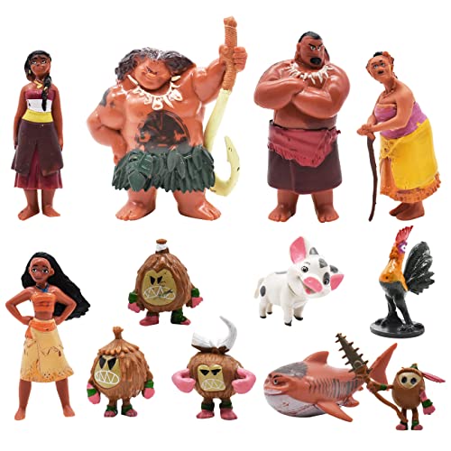 Dsante Moana Adornos para Tartas,12 Pcs Mini Figuras Cake Topper Decoración de Tartas Birthday...