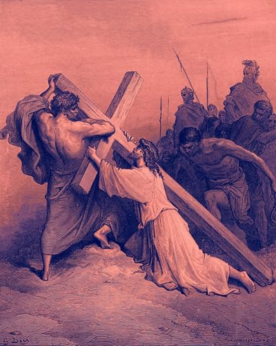Pintura de lienzo de Gustave Doré Jesús cae bajo la cruz para decoración de salón 60x90cm