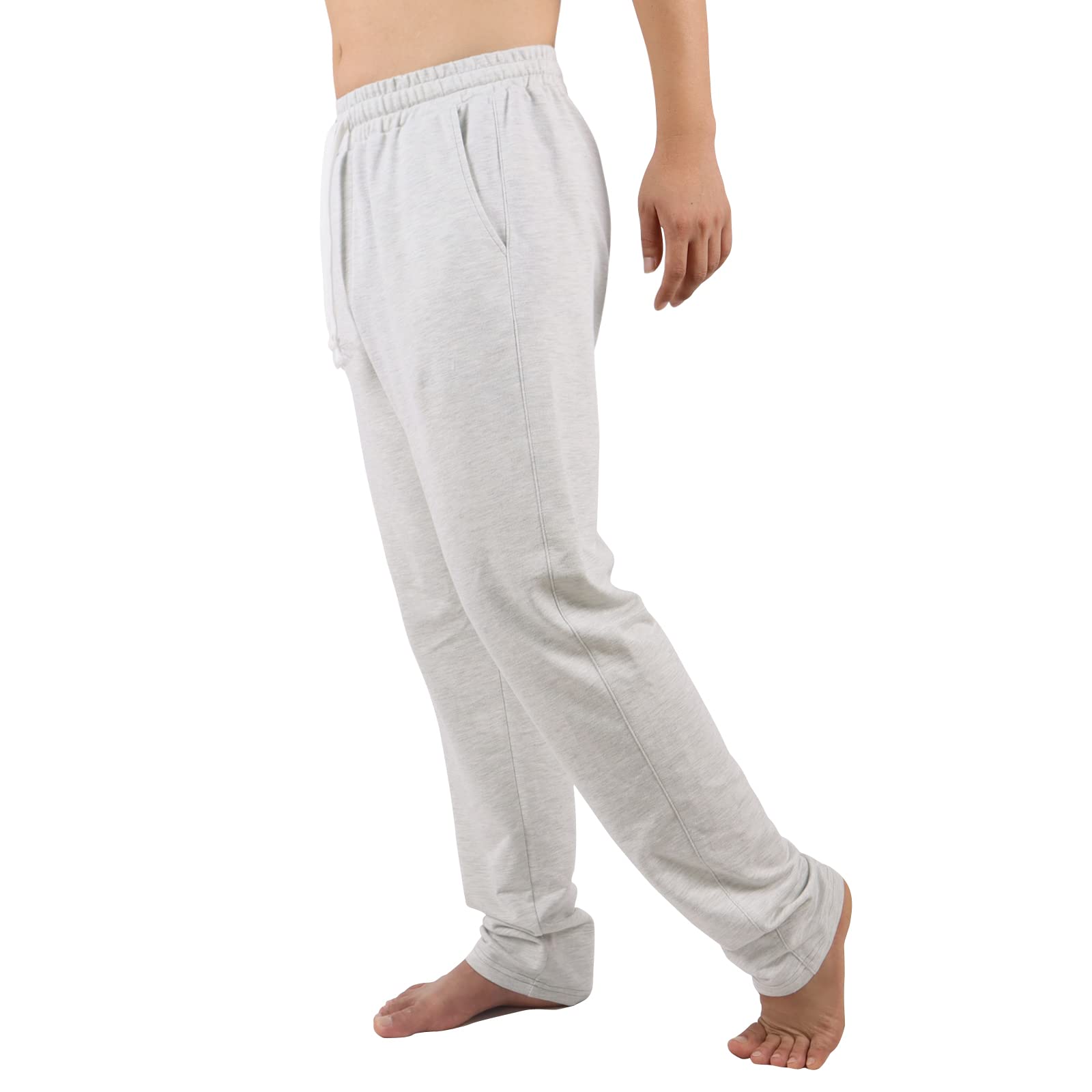 AMY COULEE Mens Cotton Athletic Pants Open Bottom Running Sweatpants Straight Leg Casual Joggers with Pockets