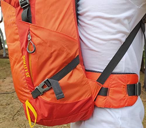 MOCHILA RESISTENTE 35L IMPERMEÁVEL CAMPING TRILHA VIAGEM PESCA MOTOBOY Cor:Laranja