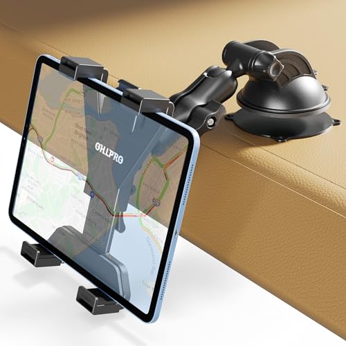 OHLPRO Tablet Holder for Car, Heavy Duty iPad Mount for Dashboard & Windshield, Suction Cup Clamp Compatible with 7-11' Tablets, iPad Pro/Mini Air, Truck SUV Van