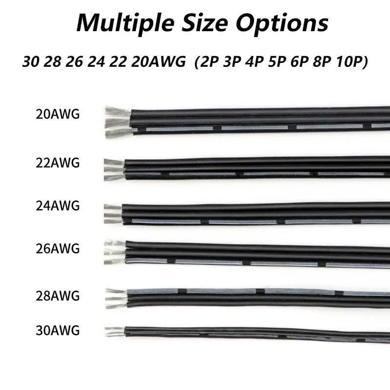 Cable paralelo de silicona de 10M 30-20AWG 2-14P(Black-8P,22AWG)