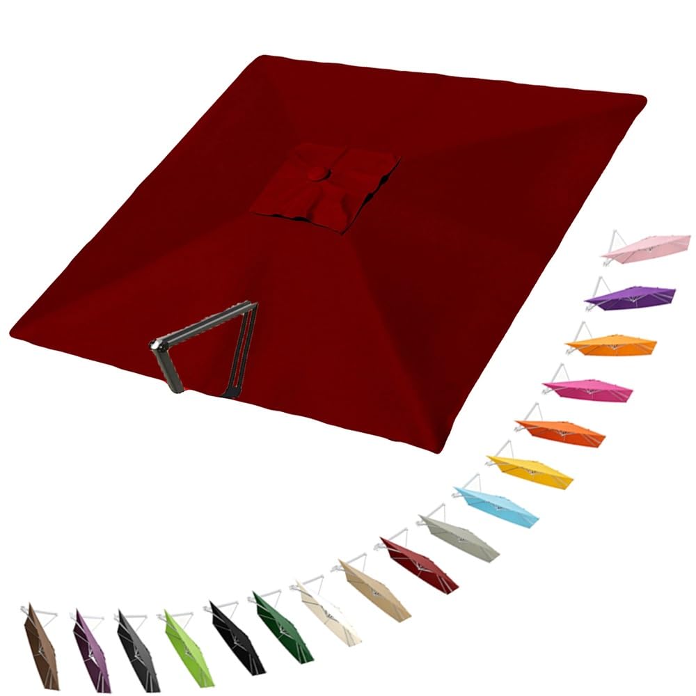 HAEKEBC Square Offset Umbrella Canopy Cantilever Patio Umbrella Replacement Canopy 8 Ribs Parasol Replacement Canvas For Yard Pool(Burgundy,2.5x2.5m (8.2x8.2ft))