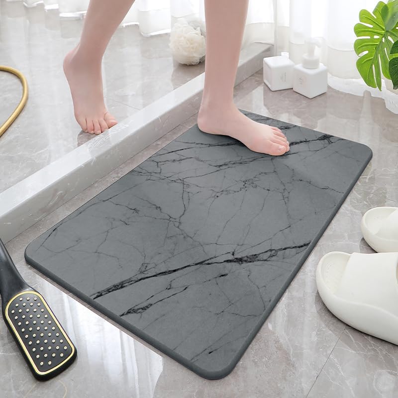 Harte Diatomite Stein Badematte 60x40 cm, Stone Bath Mat Schnelltrocknend, Super Absorbierende Steinmatte Badezimmer Pflegeleicht, Rutschfest Kieselgur Badematte für Badezimmer, Küche, modern &amp; edel