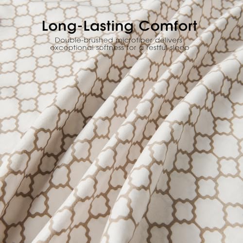 Image of FreshCulture Floral Bed Sheets - Ultra Soft Full Size Bed Sheets - Brushed Microfiber Geometric Sheets - Deep Pockets up to 16 inch - Easy Care - Hotel Luxury 4 Piece Pattern Printed Sheets Full, Jali