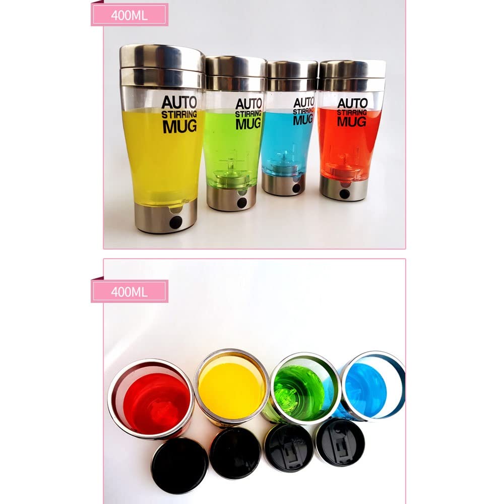 PAHION 2 Stück Elektrischer Eiweiß Shaker Creative Proteinshaker Kreative ​Tornado Shaker Cup Protein Shaker-Flasche Batteriebetrieben Für Proteinpulver Milch Zucker Kaffee Andere Pulver 400Ml