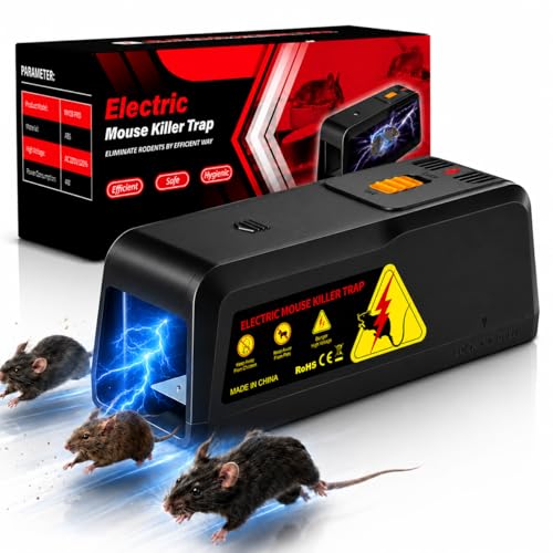Piege a Rat Electrique, VoltGuard Piège à Souris 2800V Tension puissante, Piège à Rat pour Cuisine Maison Grenier-Efficace sur Grand&Petit Souris (Noir)