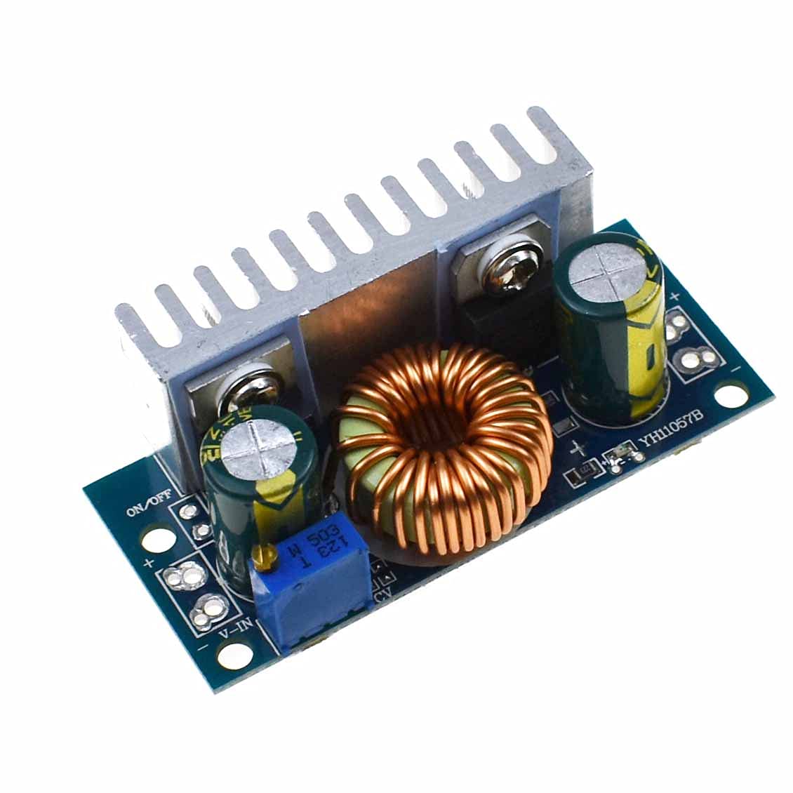 Reland SunDC-DC Non-Isolated Step Up Boost Converter Power Transformer Module with Heat Sink Adjustable 4.5V-32V to 5-42V 6A