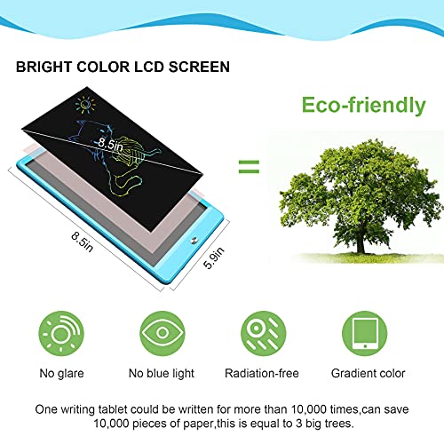 8.5 Inches Lcd Writing Tablet, Chylee Colorful Doodle Board, Drawing & Writing Pad For Kids, Travel & Educational Learning Toys Gifts For Ages 3-12 Year Old Girls & Boys - Blue #TOP1