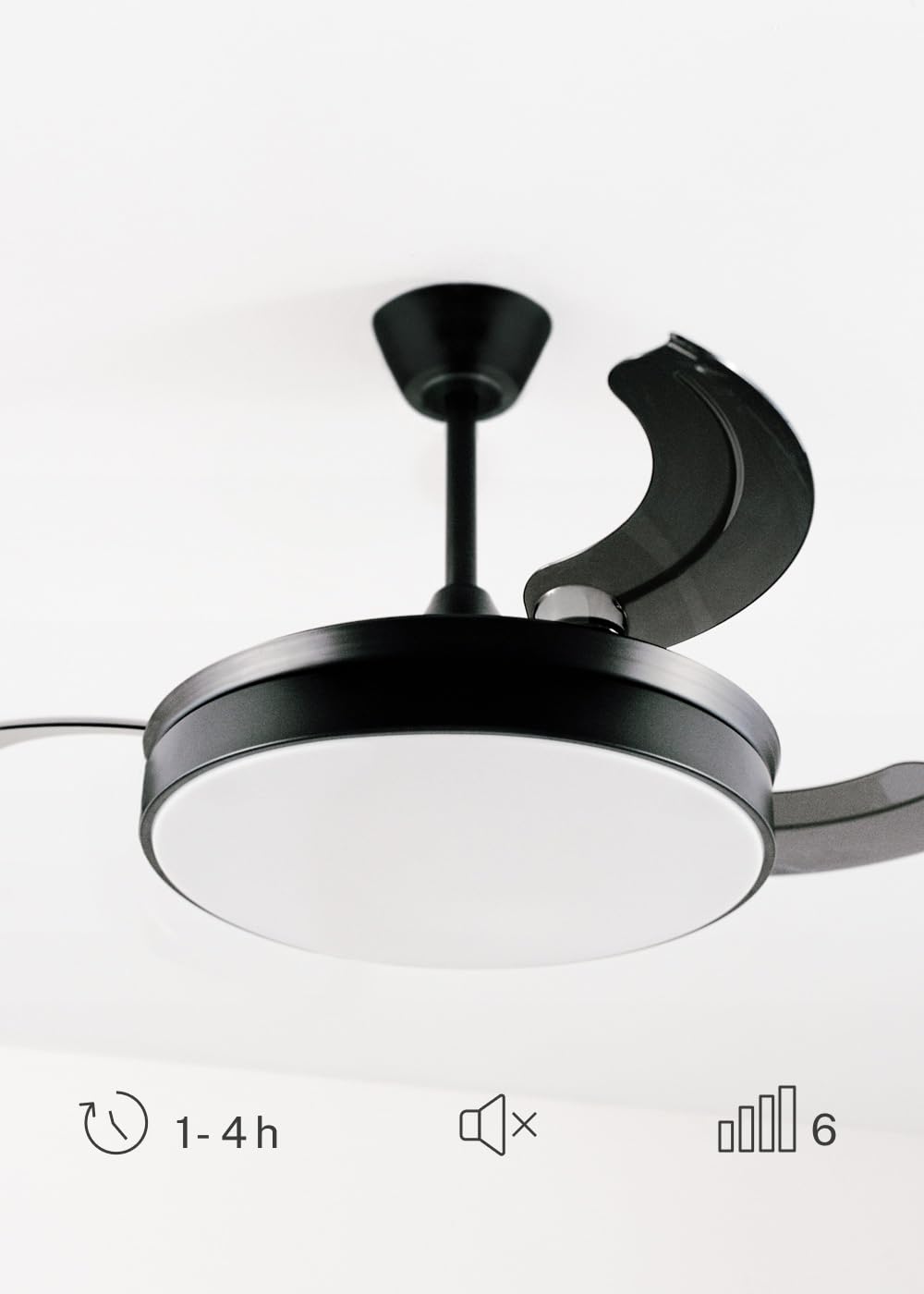 CREATE / WIND CLEAR S/Ventilateur de plafond avec lumière noir avec télécommande / 40W, Ø91 cm, minuterie, pales rétractables, 3 températures de lumière, fonction été-hiver