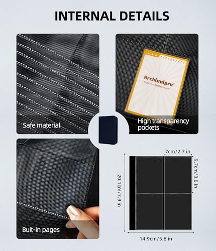 Image of Premium 4 Pocket Card Binder, Holds 160 Cards for MTG TCG Sports Game Cards(Blue,4 Pocket) | Side-loading card binder with zipper and no-ring design. Holds 160 cards in clear pockets.