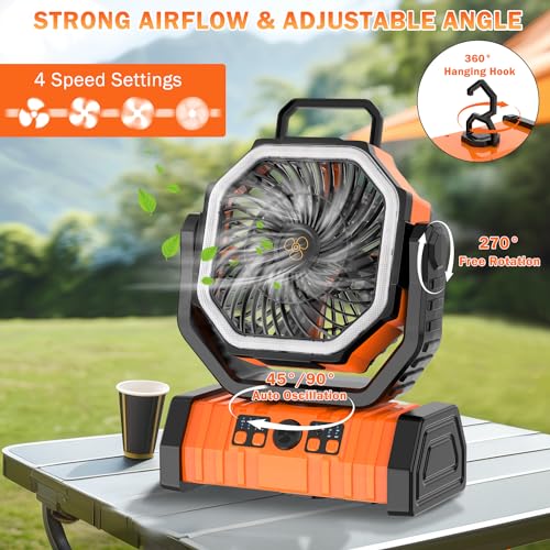 Camping-Fan-Rechargeable-20000mAh-Large-Battery-Powered-Fan-4-Speed-Rechargeable-Fan-Portable-with-Remote-Battery-Operated-Fan-with-LED-Light-and-Hanging-Hook-Cordless-Fan-for-Tent-Picnic-Outdoor