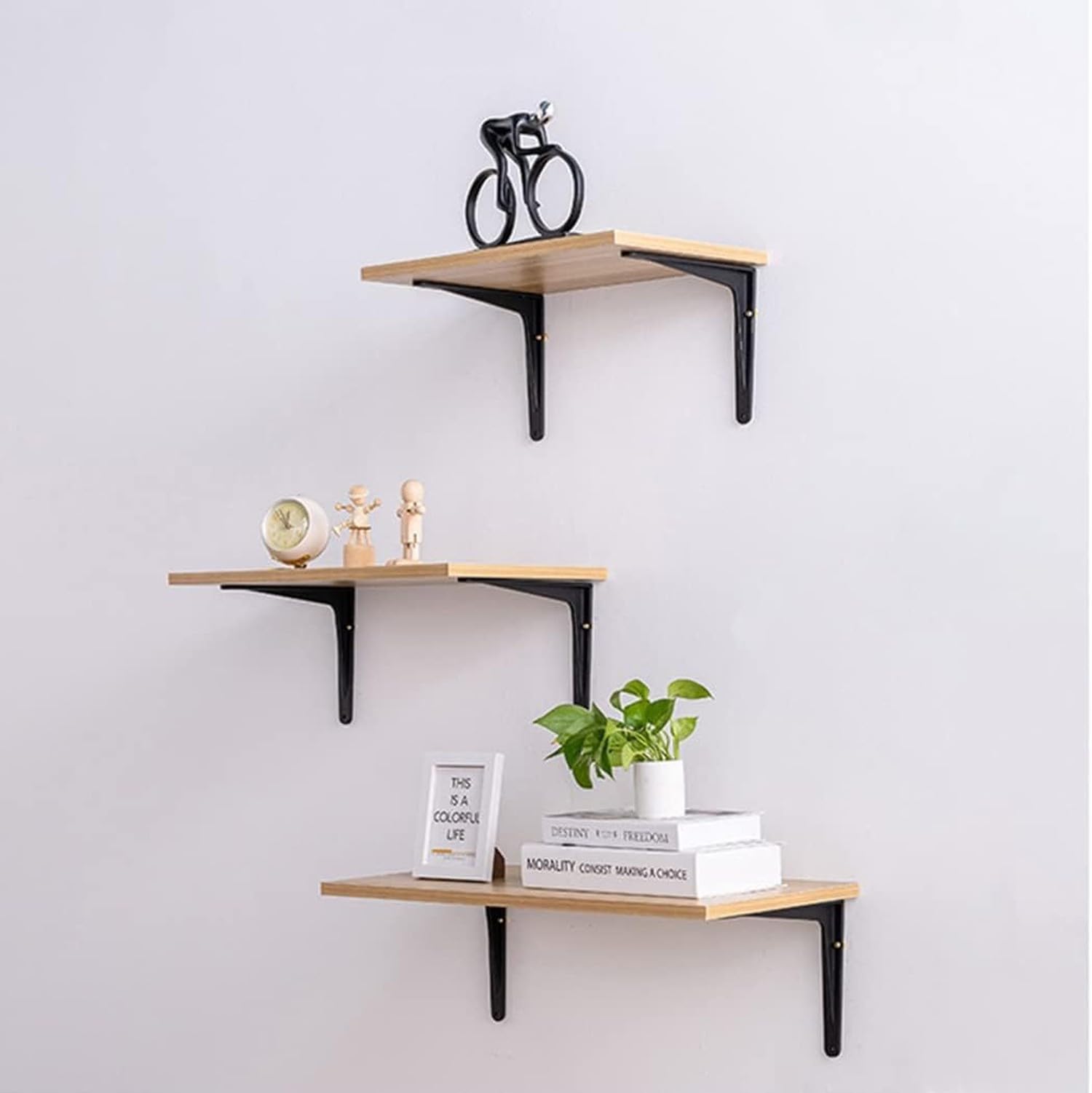 Soportes de Estante de Aluminio Sólido Negro 300KG Resistente Montaje en Pared Forma L Industrial para Cocina Baño Taller 2 Unidades, 240mm/9.4in, 240mm/9.4in